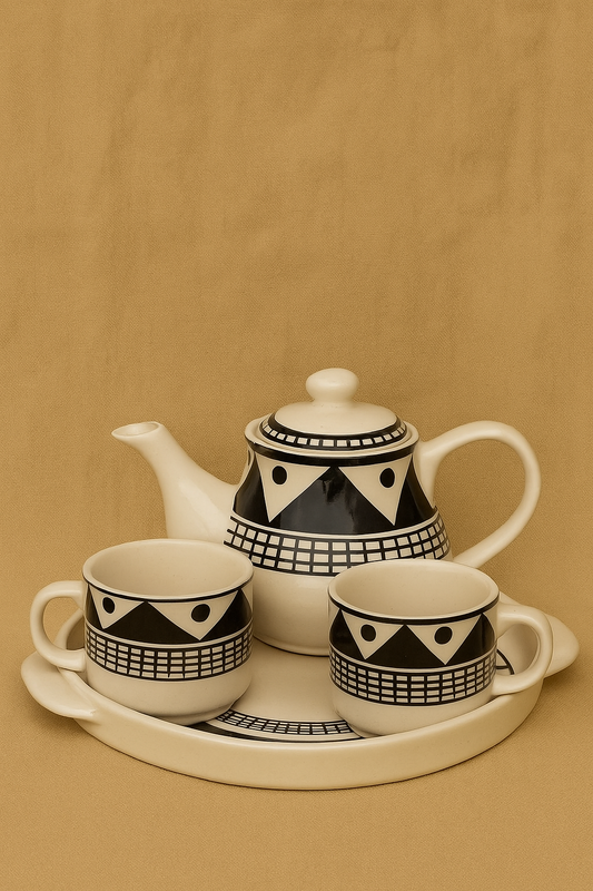 Handcrafted Ceramic Tea Set (1 Teapot, 2 Cups & 1 Tray)