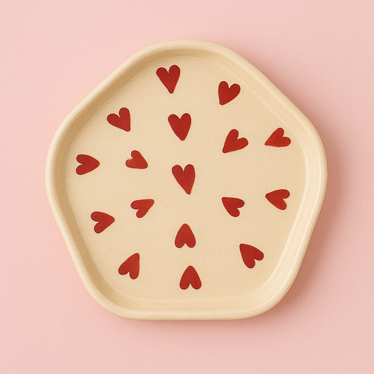 Heart Dot Ceramic Tray – Love-Inspired Serveware